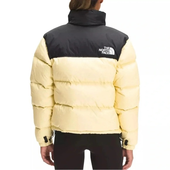 NWT! 1X Nuptse - The North Face Women's Light Yellow & Black Puffer - Picture 4 of 14